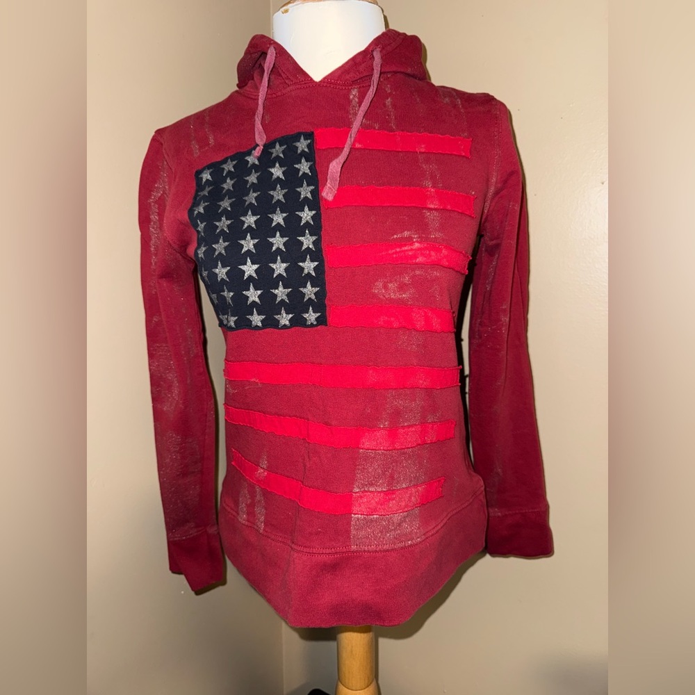 Red American Flag Hoodie